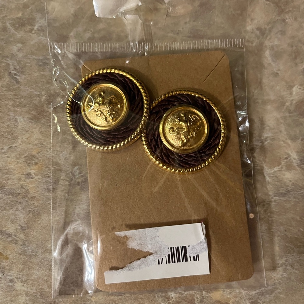 Gold and Brown Earrings with Textured Design